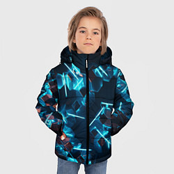 Куртка зимняя для мальчика Неоновые фигуры с лазерами - Голубой, цвет: 3D-черный — фото 2