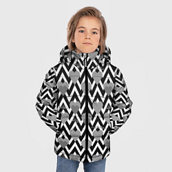 Куртка зимняя для мальчика Черно белый узор зигзаг с сердцами и надписями Люб, цвет: 3D-черный — фото 2