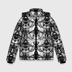Куртка зимняя для мальчика В черно-серых тонах геометрический узор, цвет: 3D-светло-серый
