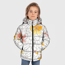 Куртка зимняя для мальчика Минималистическая цветочная композиция Watercolour, цвет: 3D-светло-серый — фото 2