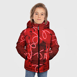 Куртка зимняя для мальчика Неоновые закрученные фонари - Красный, цвет: 3D-красный — фото 2