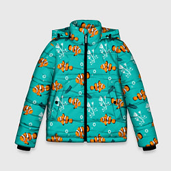 Куртка зимняя для мальчика TEXTURE OF SEA FISH, цвет: 3D-черный