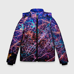 Куртка зимняя для мальчика Неоновые сети - Синий, цвет: 3D-черный