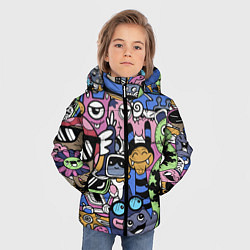 Куртка зимняя для мальчика Милые и веселые монстры, цвет: 3D-красный — фото 2