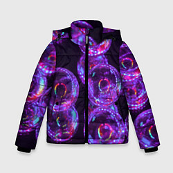 Куртка зимняя для мальчика Неоновые сюрреалистичные пузыри - Фиолетовый, цвет: 3D-светло-серый