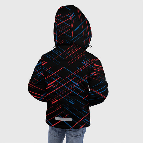 Зимняя куртка для мальчика Psg красные синие чёрточки / 3D-Черный – фото 4