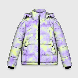 Куртка зимняя для мальчика Нежный желто-фиолетовый тай дай, цвет: 3D-черный