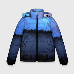 Зимняя куртка для мальчика Неоновое небо над лесом