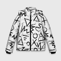 Зимняя куртка для мальчика Крестики, Нолики и Треугольники Нарисованные Кисть