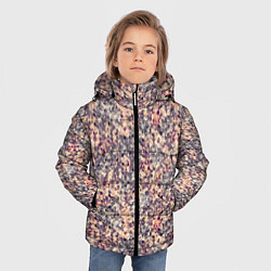 Куртка зимняя для мальчика Геометрический сетчатый узор Коралловый, коричневы, цвет: 3D-черный — фото 2