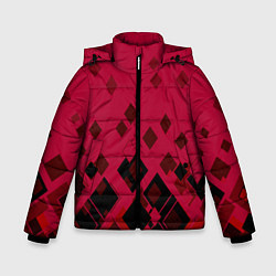 Зимняя куртка для мальчика Геометрический узор в красно-черных тонах