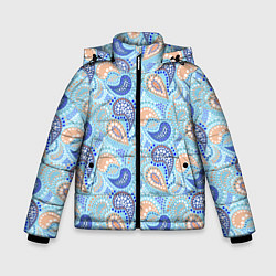 Куртка зимняя для мальчика Турецкий огурец Turkish cucumber blue pattern, цвет: 3D-светло-серый