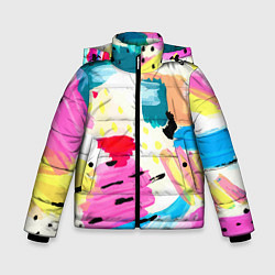 Куртка зимняя для мальчика Всплески красок Лето, цвет: 3D-черный