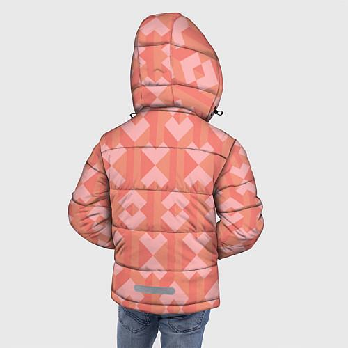 Зимняя куртка для мальчика Геометрический узор розового цвета geometric pink / 3D-Черный – фото 4