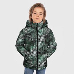Куртка зимняя для мальчика Листья пальмы на черном, цвет: 3D-светло-серый — фото 2
