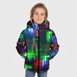 Куртка зимняя для мальчика Неоновые знаки - Зелёный, цвет: 3D-светло-серый — фото 2