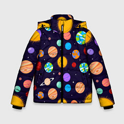 Куртка зимняя для мальчика Солнечная Система Планет, цвет: 3D-черный