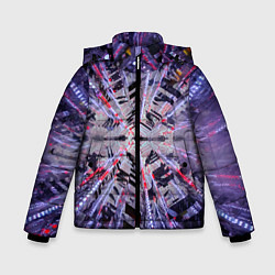 Куртка зимняя для мальчика Неоновый абстрактный коридор - Фиолетовый, цвет: 3D-красный