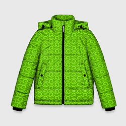 Куртка зимняя для мальчика Зеленые волнистые узоры, цвет: 3D-светло-серый