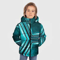 Куртка зимняя для мальчика Космические соты, цвет: 3D-светло-серый — фото 2
