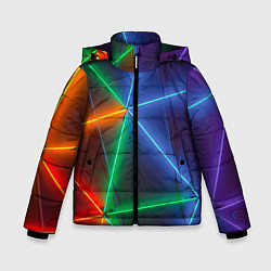 Куртка зимняя для мальчика Неоновые лучи разных цветов - Синий, цвет: 3D-светло-серый