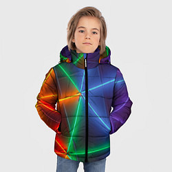 Куртка зимняя для мальчика Неоновые лучи разных цветов - Синий, цвет: 3D-светло-серый — фото 2