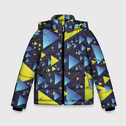 Зимняя куртка для мальчика Абстракция Из Жёлтых и Синих Треугольников На Тёмн