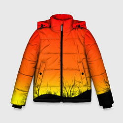 Куртка зимняя для мальчика Закат и травы, цвет: 3D-черный