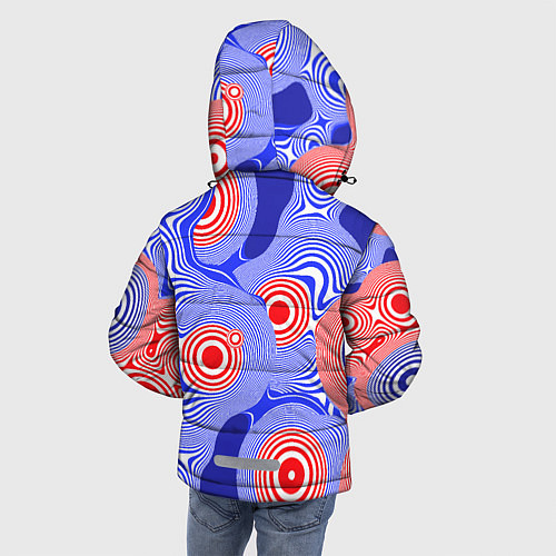 Зимняя куртка для мальчика Сине-красная психоделика / 3D-Светло-серый – фото 4