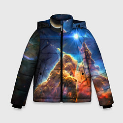Куртка зимняя для мальчика Бесконечное космическое пространство, цвет: 3D-красный