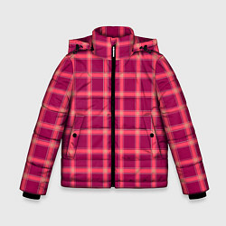 Куртка зимняя для мальчика Красный модный узор в крупную клетку, цвет: 3D-светло-серый