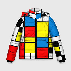Куртка зимняя для мальчика Texture of squares rectangles, цвет: 3D-черный