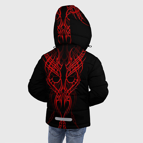 Зимняя куртка для мальчика Красный узор с глазами на спине / 3D-Черный – фото 4