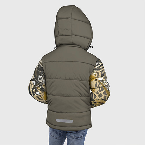 Зимняя куртка для мальчика Жирафы в тропиках / 3D-Черный – фото 4