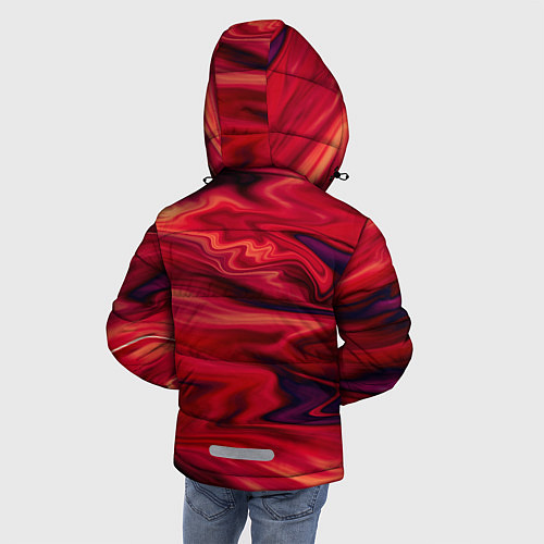 Зимняя куртка для мальчика Красный абстрактный модный узор / 3D-Черный – фото 4