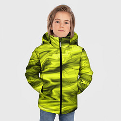Куртка зимняя для мальчика Неоновый желтый с черным абстрактный узор, цвет: 3D-красный — фото 2