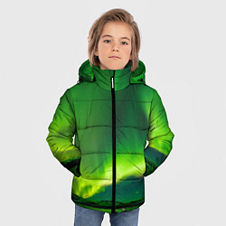 Куртка зимняя для мальчика Абстрактное полярное сияние - Зелёный, цвет: 3D-черный — фото 2