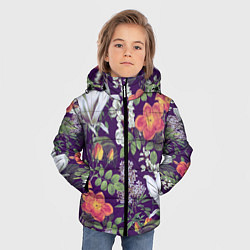 Куртка зимняя для мальчика Оранжевые Цветы Сада, цвет: 3D-светло-серый — фото 2