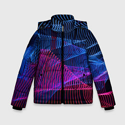 Куртка зимняя для мальчика Неоновые электронные волнообразные линии, цвет: 3D-светло-серый