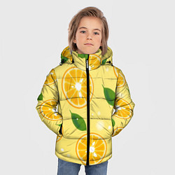 Куртка зимняя для мальчика Сочные апельсины в разрезе, цвет: 3D-светло-серый — фото 2