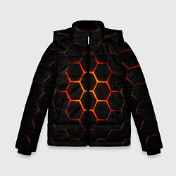 Куртка зимняя для мальчика Раскалённые соты - текстура, цвет: 3D-черный