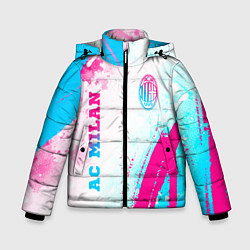 Куртка зимняя для мальчика AC Milan neon gradient style: символ и надпись вер, цвет: 3D-черный
