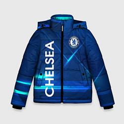 Куртка зимняя для мальчика Chelsea Синяя абстракция, цвет: 3D-красный