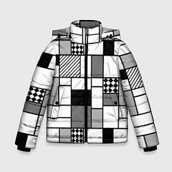 Зимняя куртка для мальчика Черно белый геометрический скандинавский узор