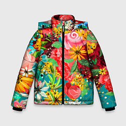 Куртка зимняя для мальчика Multicolour of flowers, цвет: 3D-светло-серый