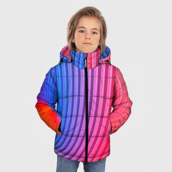 Куртка зимняя для мальчика Оптическая иллюзия с линиями, цвет: 3D-светло-серый — фото 2