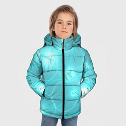 Куртка зимняя для мальчика Голубая неоновая абстрактная геометрия, цвет: 3D-светло-серый — фото 2