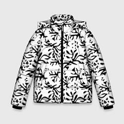 Куртка зимняя для мальчика Черно белый абстрактный модный узор, цвет: 3D-черный