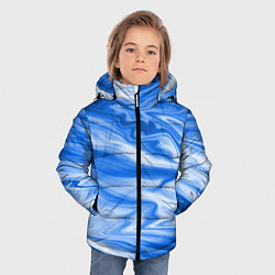 Куртка зимняя для мальчика Бело синий абстрактный фон Волны, цвет: 3D-светло-серый — фото 2
