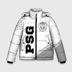 Куртка зимняя для мальчика PSG sport на светлом фоне: символ и надпись вертик, цвет: 3D-черный
